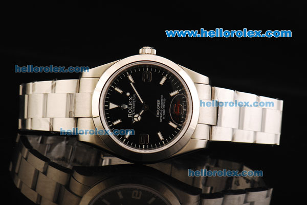 Rolex Explorer Oyster Perpetual Swiss ETA 2836 Automatic Movement Full Steel with Black Dial and White Stick Markers-41mm Size - Click Image to Close